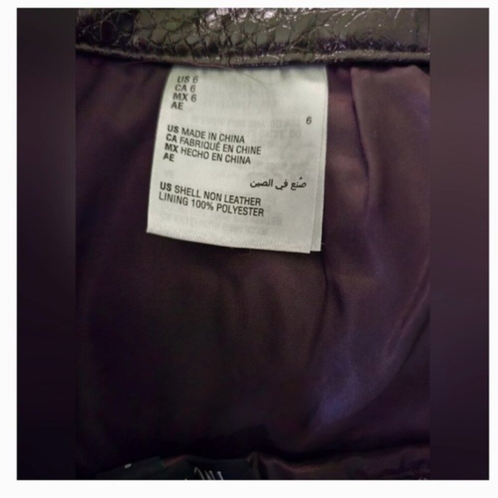 INC International Concepts Shiny Brown Croc-Embossed Midi Skirt - Picture 3 of 3